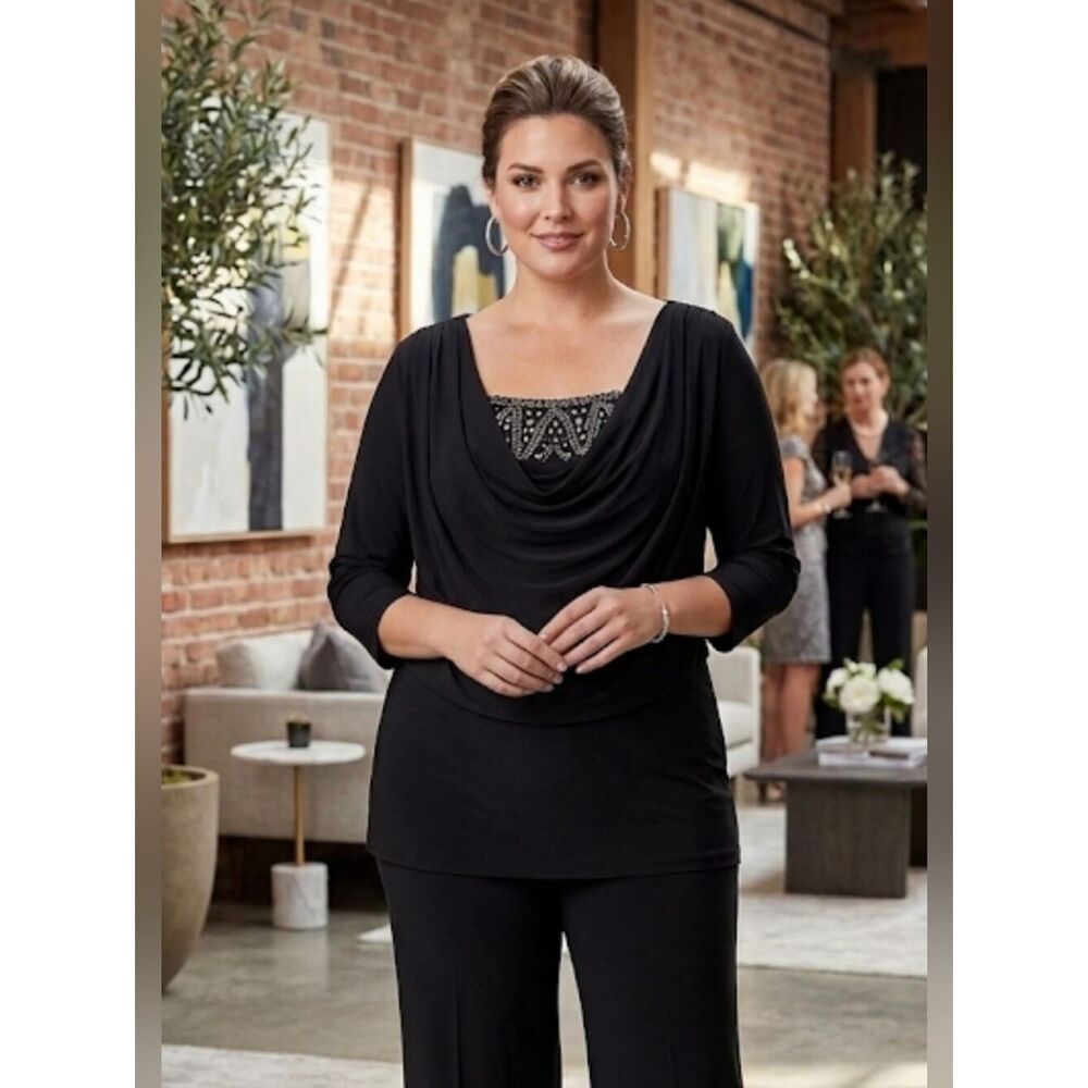 AB Studio Top Sz XL Black New